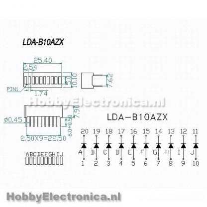 10 Segment LED bar groen schema