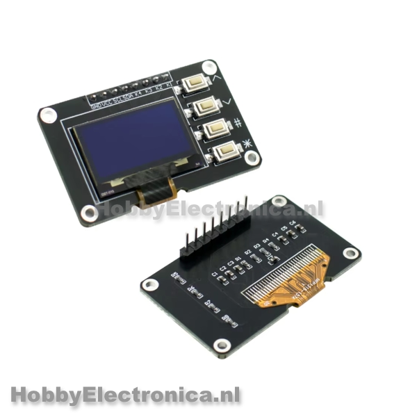 0,96 OLED blauw I2C display 128 64 SSD1315 met 4 knoppen